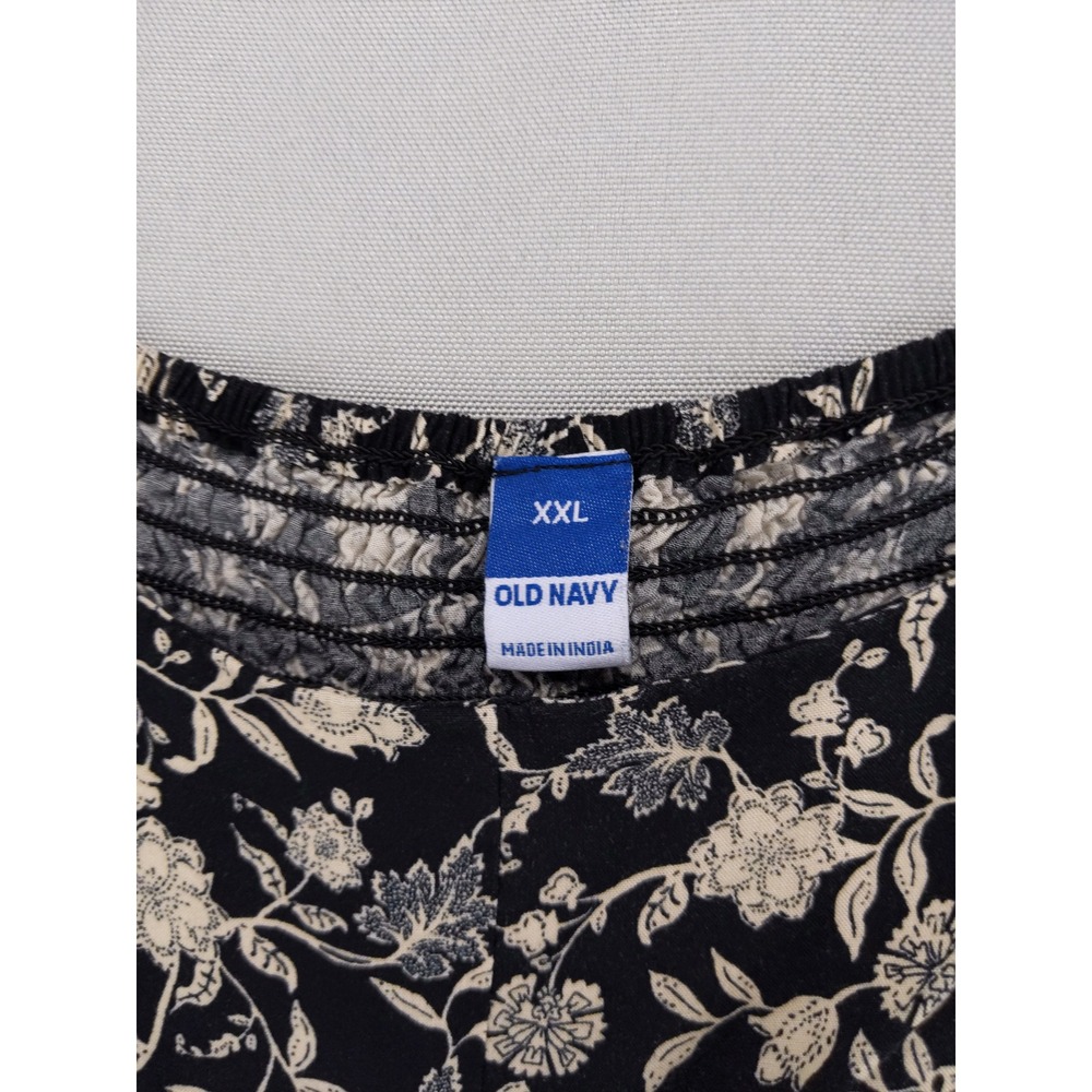 Old Navy Floral Mini Dress XXL Black Smocked Back Rayon Sleeveless Pockets - Picture 7 of 9